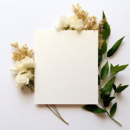 white marriage invitation postcard mockup romance letter message wedding birthday blank paper celebration templateの素材
