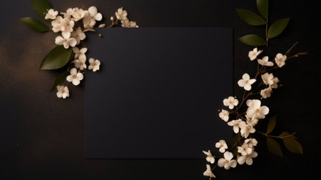 black marriage invitation postcard mockup romance letter message wedding birthday blank paper celebration templateの素材