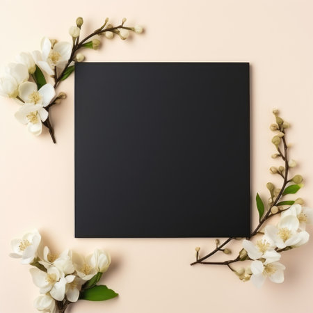 black marriage invitation postcard mockup romance letter message wedding birthday blank paper celebration templateの素材