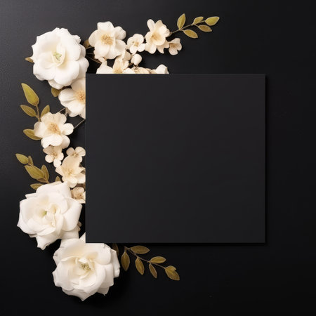 black marriage invitation postcard mockup romance letter message wedding birthday blank paper celebration templateの素材