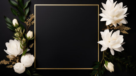 black marriage invitation postcard mockup romance letter message wedding birthday blank paper celebration templateの素材