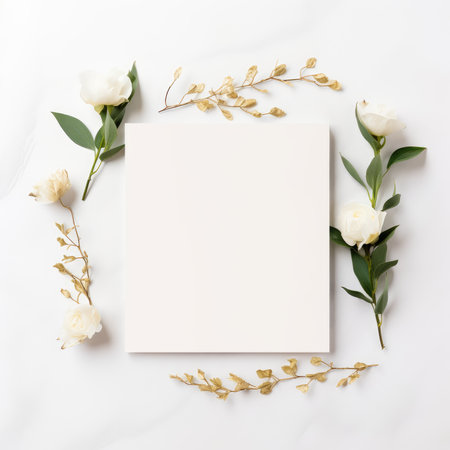 white marriage invitation postcard mockup romance letter message wedding birthday blank paper celebration templateの素材
