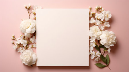 pink marriage invitation postcard mockup romance letter message wedding birthday blank paper celebration templateの素材