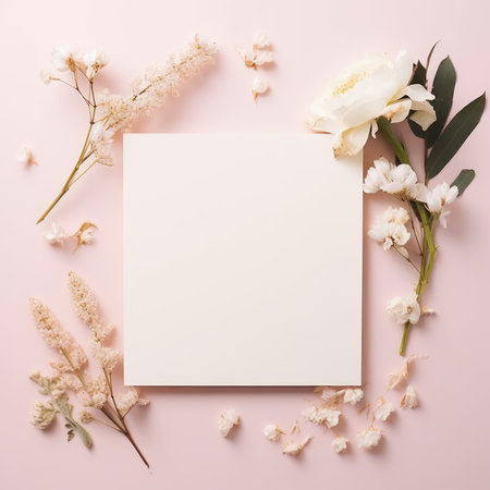pink marriage invitation postcard mockup romance letter message wedding birthday blank paper celebration templateの素材
