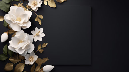black marriage invitation postcard mockup romance letter message wedding birthday blank paper celebration templateの素材