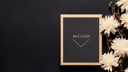 black marriage invitation postcard mockup romance letter message wedding birthday blank paper celebration templateの素材
