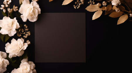 black marriage invitation postcard mockup romance letter message wedding birthday blank paper celebration templateの素材