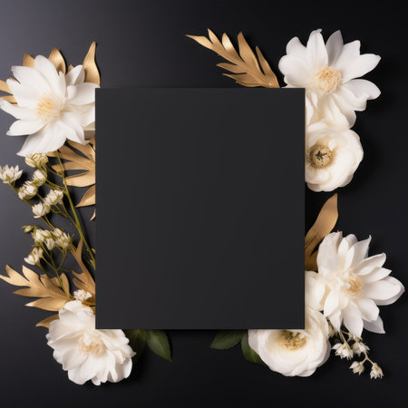 black marriage invitation postcard mockup romance letter message wedding birthday blank paper celebration templateの素材