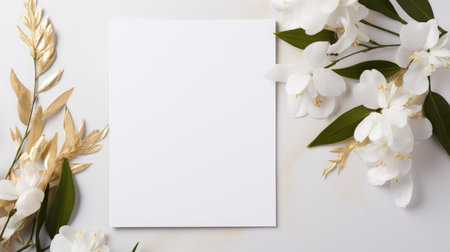 white marriage invitation postcard mockup romance letter message wedding birthday blank paper celebration templateの素材