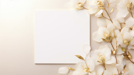 beige marriage invitation postcard mockup romance letter message wedding birthday blank paper celebration templateの素材