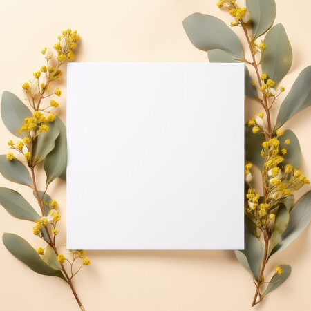 beige marriage invitation postcard mockup romance letter message wedding birthday blank paper celebration templateの素材