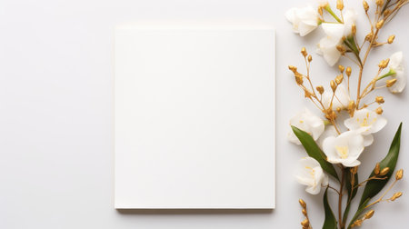 white marriage invitation postcard mockup romance letter message wedding birthday blank paper celebration templateの素材
