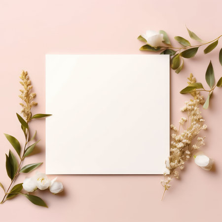pink marriage invitation postcard mockup romance letter message wedding birthday blank paper celebration templateの素材