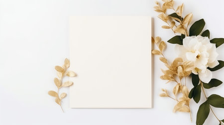 white marriage invitation postcard mockup romance letter message wedding birthday blank paper celebration templateの素材