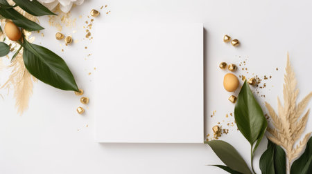 white marriage invitation postcard mockup romance letter message wedding birthday blank paper celebration templateの素材