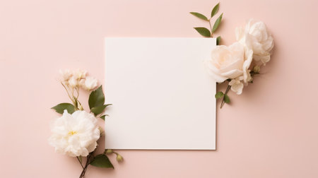 pink marriage invitation postcard mockup romance letter message wedding birthday blank paper celebration templateの素材