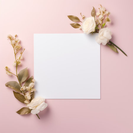 pink marriage invitation postcard mockup romance letter message wedding birthday blank paper celebration templateの素材