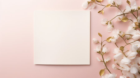 pink marriage invitation postcard mockup romance letter message wedding birthday blank paper celebration templateの素材