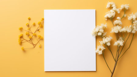 yellow marriage invitation postcard mockup romance letter message wedding birthday blank paper celebration templateの素材