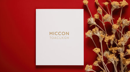 red marriage invitation postcard mockup romance letter message wedding birthday blank paper celebration templateの素材