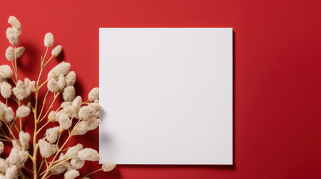 red marriage invitation postcard mockup romance letter message wedding birthday blank paper celebration templateの素材