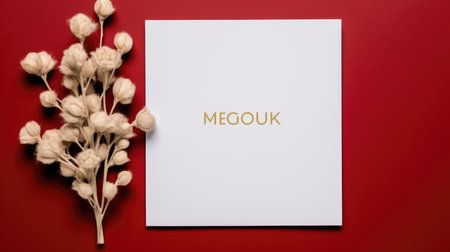 red marriage invitation postcard mockup romance letter message wedding birthday blank paper celebration templateの素材
