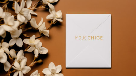 marriage invitation postcard mockup romance letter message wedding birthday blank paper celebration templateの素材