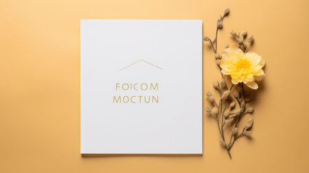 yellow marriage invitation postcard mockup romance letter message wedding birthday blank paper celebration templateの素材