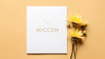 yellow marriage invitation postcard mockup romance letter message wedding birthday blank paper celebration templateの素材