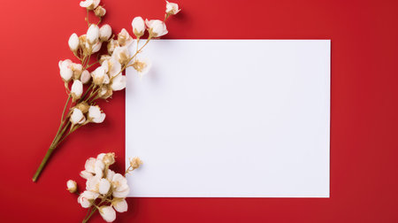red marriage invitation postcard mockup romance letter message wedding birthday blank paper celebration templateの素材