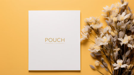 yellow marriage invitation postcard mockup romance letter message wedding birthday blank paper celebration templateの素材