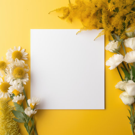 yellow marriage invitation postcard mockup romance letter message wedding birthday blank paper celebration templateの素材