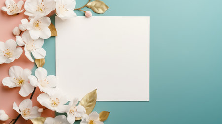 turqoise marriage invitation postcard mockup romance letter message wedding birthday blank paper celebration templateの素材