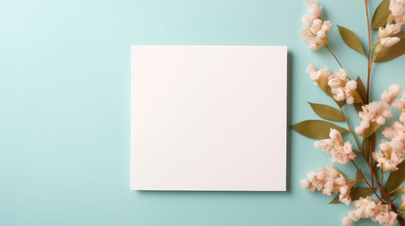 turqoise marriage invitation postcard mockup romance letter message wedding birthday blank paper celebration templateの素材