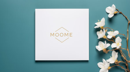 turqoise marriage invitation postcard mockup romance letter message wedding birthday blank paper celebration templateの素材