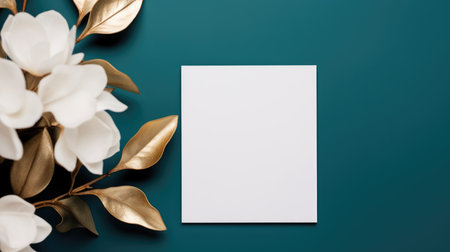 turqoise marriage invitation postcard mockup romance letter message wedding birthday blank paper celebration templateの素材