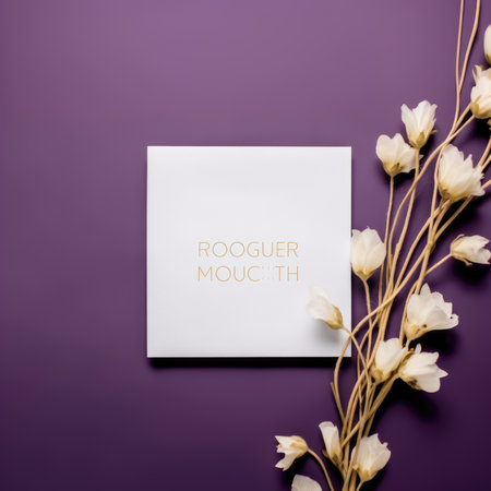 lavender purple marriage invitation postcard mockup romance letter message wedding birthday blank paper celebration templateの素材