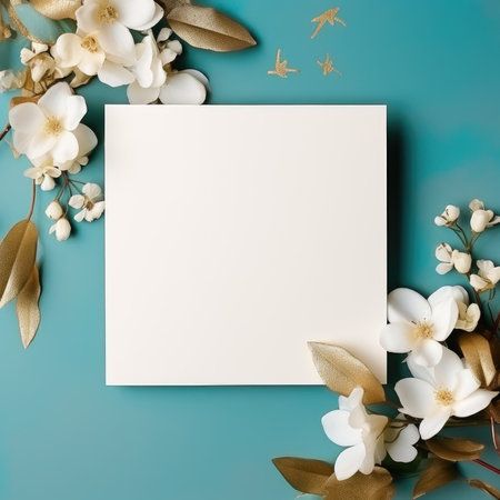 turqoise marriage invitation postcard mockup romance letter message wedding birthday blank paper celebration templateの素材
