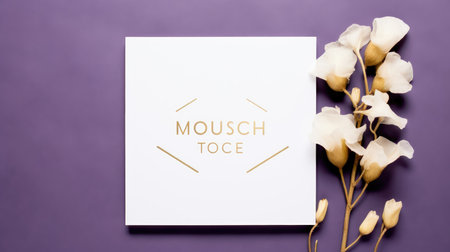 lavender purple marriage invitation postcard mockup romance letter message wedding birthday blank paper celebration templateの素材