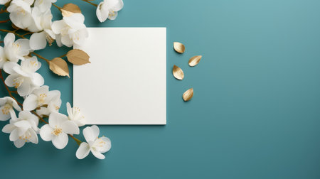 turqoise marriage invitation postcard mockup romance letter message wedding birthday blank paper celebration templateの素材