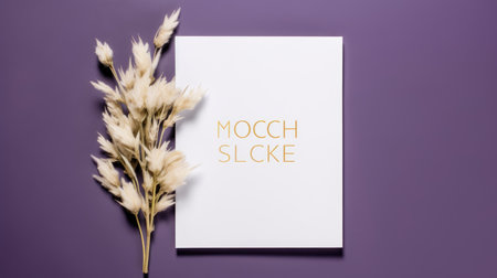 lavender purple marriage invitation postcard mockup romance letter message wedding birthday blank paper celebration templateの素材