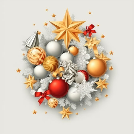 Merry Christmas background christmas element Vector illustration realistic clipart bright postcard holiday feelingの素材