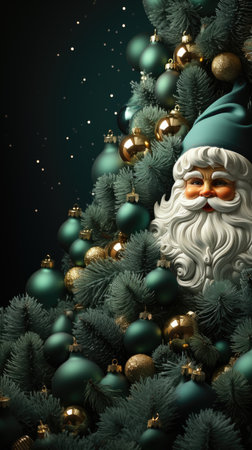 Christmas banner blank space text santa claus celebrate giftboxes green background clipart Christmas ornamentの素材