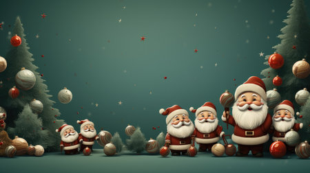 Christmas banner blank space text santa claus celebrate giftboxes green background clipart Christmas ornamentの素材
