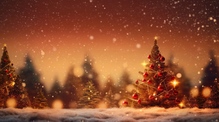 Sparkling Christmas Ornaments Decoration Defocused Background background Winter xmas holiday theme bannerの素材