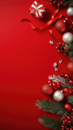 Christmas banner blank space text santa claus celebrate giftboxes green background clipart Christmas ornamentの素材