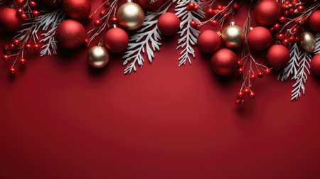 Christmas banner blank space text santa claus celebrate giftboxes green background clipart Christmas ornamentの素材