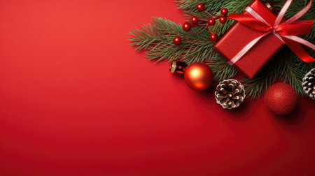 Christmas banner blank space text santa claus celebrate giftboxes green background clipart Christmas ornamentの素材