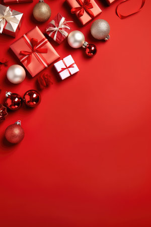 Christmas banner blank space text santa claus celebrate giftboxes green background clipart Christmas ornamentの素材