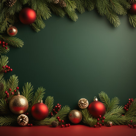 Christmas banner blank space text santa claus celebrate giftboxes green background clipart Christmas ornamentの素材